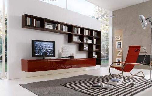 पुस्तकें - डिजाइन - काम करने के लिए Lcd रैक के साथ पढ़ने का कमरा