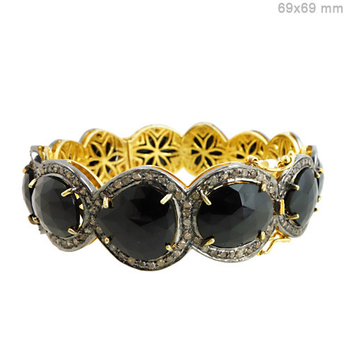 Black Spinel Diamond Gold Bangle