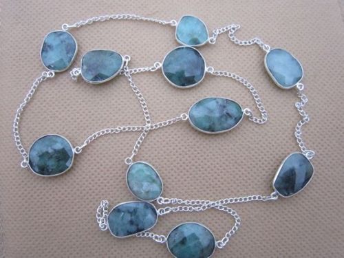 ब्रेसलेट 30 इंच एमराल्ड बेज़ल कनेक्टर 11 पीसी। 15 मिमी -20 एमएम चेन