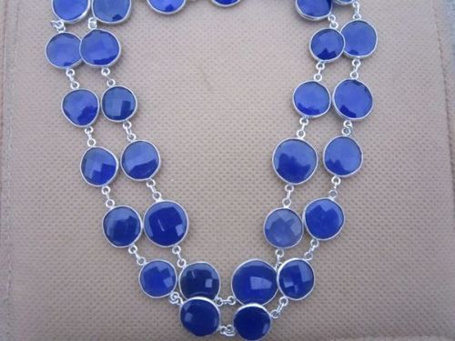 ब्रेसलेट 28 इंच ब्लू चेलेडोनी बेज़ल कनेक्टर 33 पीसीएस.12 मिमी -17 एमएम चेन