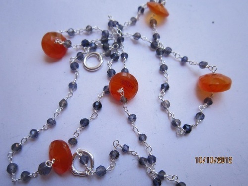 फेसेटेड रोंडेल एन कारेलियन फेसेटेड कॉइन चेन साइज: 18 इंच