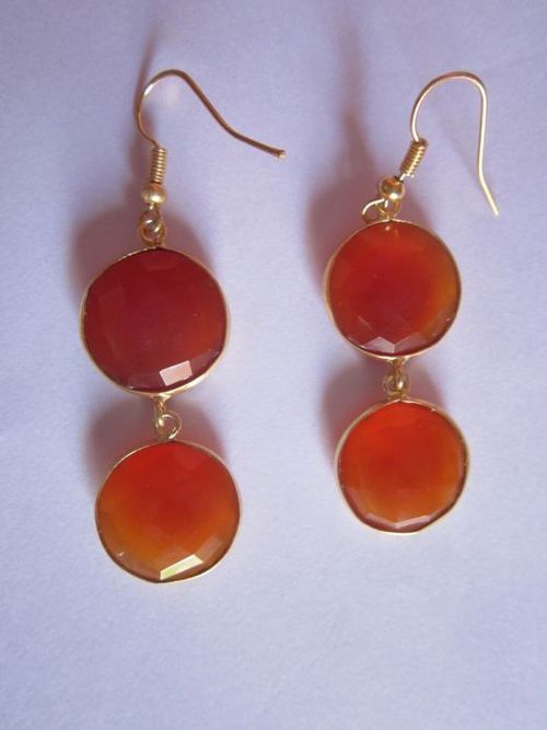 इयररिंग्स रेड चेलेडोनी गोल्ड वर्मील कनेक्टर्स इयररिंग्स P