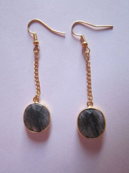 राउंड रूटाइल गोल्ड वर्मील कनेक्टर्स इयररिंग्स पेयर