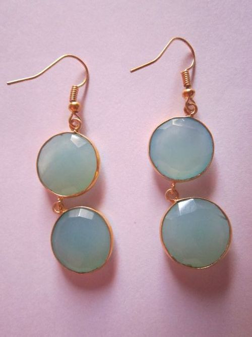 राउंड गोल्ड वर्मील कनेक्टर्स इयररिंग्स पेयर