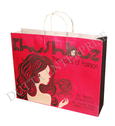 Kraft Paper Bag With Rope Handle - 13x16x4 inches, Multi Colored, Premium Quality Material, Offset Printing 