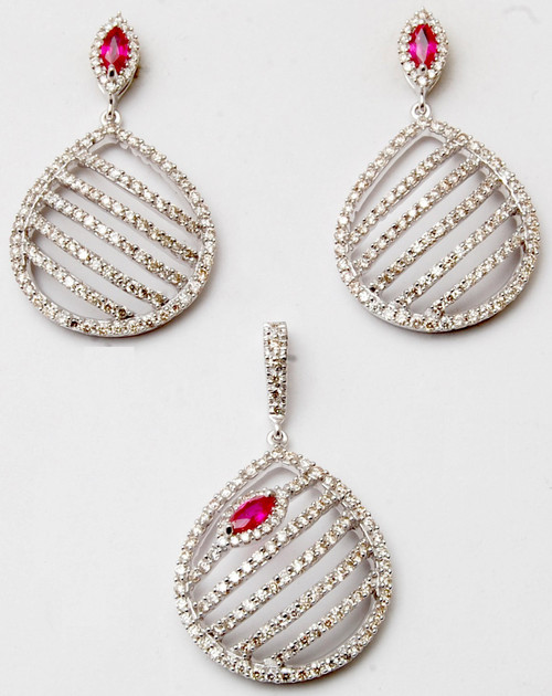 Pear Shape Tear Drop Pendent With Marquies Ruby Gender: Women'S