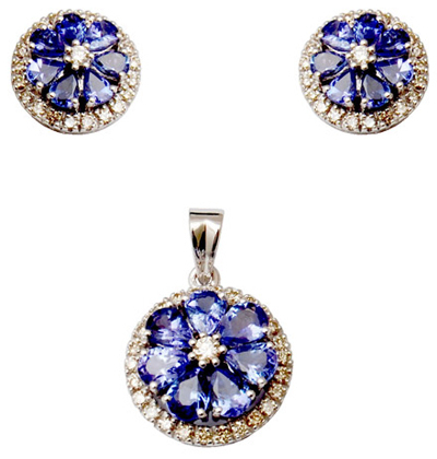 Pear Cluster Tanzanite And Accent Diamond Jewelry Gender: Women'S