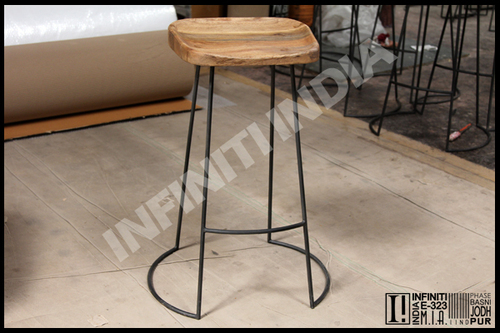 Polished Vintage Industrial Bar Stool