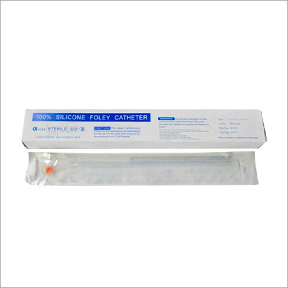 Silicone Foley Catheter - Medical Grade Silicone, 16 Fr Size, Flexible Design - Ideal for Long-Term Drainage, Comfort-Enhancing Features