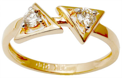 त्रिभुज आकार का डिज़ाइन डबल फिंगर रिंग