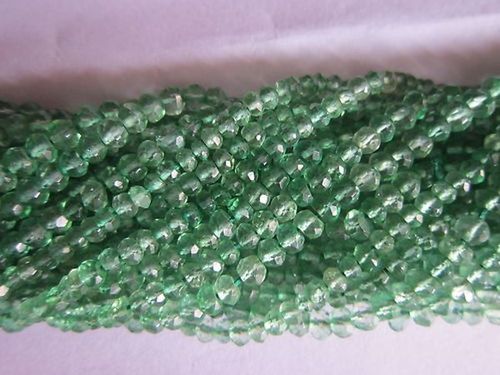 Natural Stone Mystic Zircon Green Quartz - 13'' 3mm-4mm Faceted Rondell Gemstone Beads | Round Brilliant Cut, Natural Material