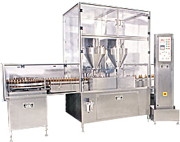 Double Head Auger Type Powder Filling Machine - Stainless Steel, 10-50 Grams Fill Capacity | Automatic PLC Control, Pneumatic Bottle Holding System, No Bottle No Fill Technology