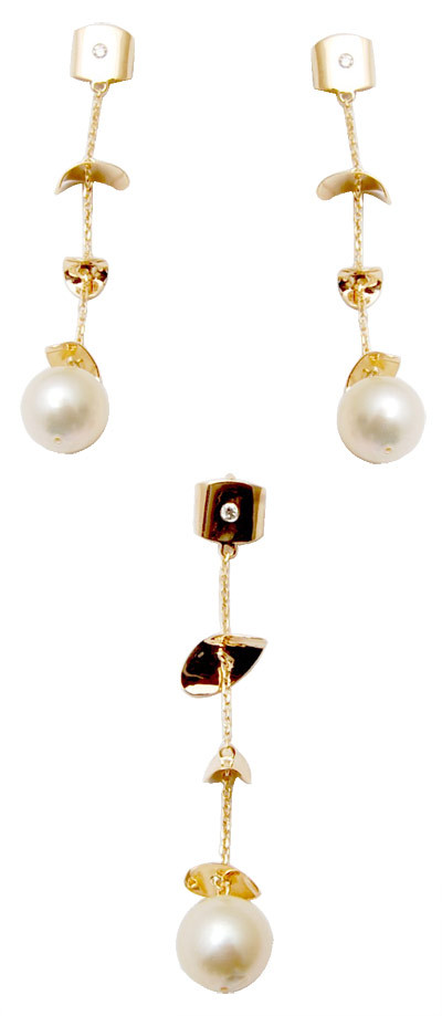 18K Gold Pendant & Earring Set - 0.940 oz & 2.760 oz | Women's Jewelry Set for Parties, Gift Occasions, Features Amethyst, Coral, Crystal, Onyx, Opal, Sapphire, Shell, Topaz