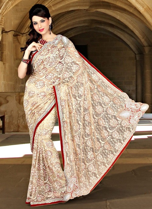 क्रिस्टल्स इन्क्रेडेड फैंसी नेट साड़ी