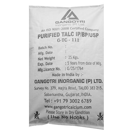 Purified Talc - Technical Grade, 3MgO-4SiO2-H2O , White Powder with 99.8% Purity and Excellent Oil Absorption