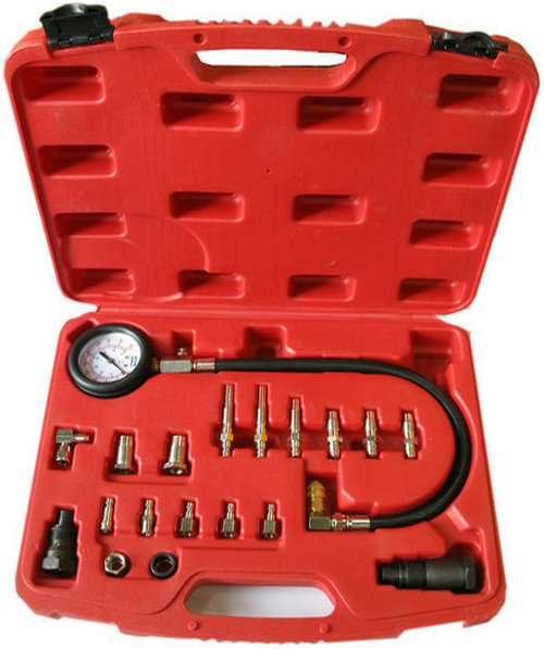 Diesel Engine Compression Tester Kit - Quick Connect/Disconnect Feature, 0-1000 PSI Push Pressure Scale