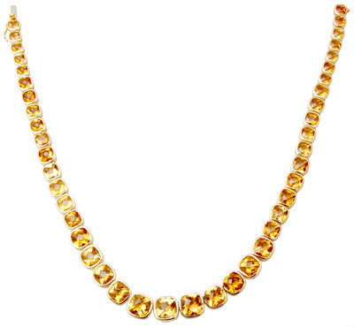 महिलाओं के लिए सुंदर डिजाइन सिट्रीन गोल्ड नेक चेन, सिंगल लाइन पॉइंटर्स जेमस्टोन गोल्ड नेकलेस डिजाइन