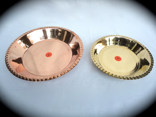 Brass Pooja Thali - 6", 8", 10", 12", 14" Sizes | Gold Polished Finish, Embossed Design