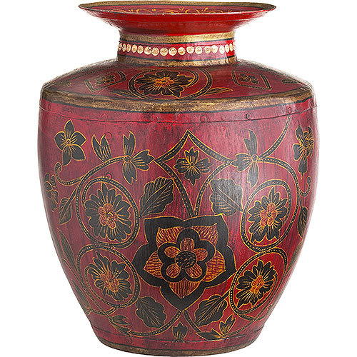 चित्रित फूल विषय के साथ फूलदान