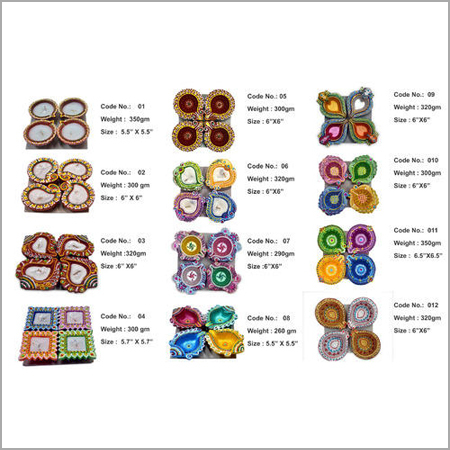 Decorative Diwali Diya - Clay, 5.5x5.5-6.5x6.5cm, Multicolor | Elegant Designs, Waterproof Colors, Trendy Style, Many Shapes