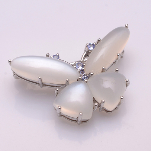 925 स्टर्लिंग सिल्वर मून स्टोन जेमस्टोन ब्रोच