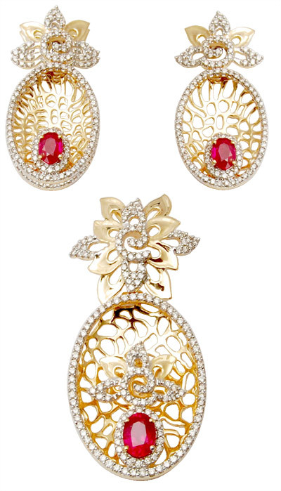 18K Yellow Gold Rubypendent Set Gender: Women'S