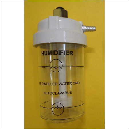 Humidifier Bottle - Plastic, With Attached Nut on Type Flow Meter | Designed for Hospitals, Lightweight 100-200 Grams, Ideal for Doctors
