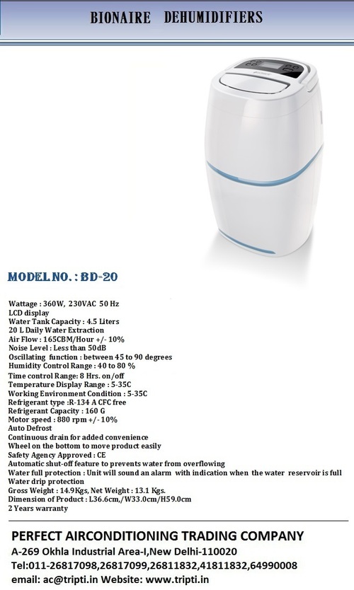 Bionaire Dehumidifier