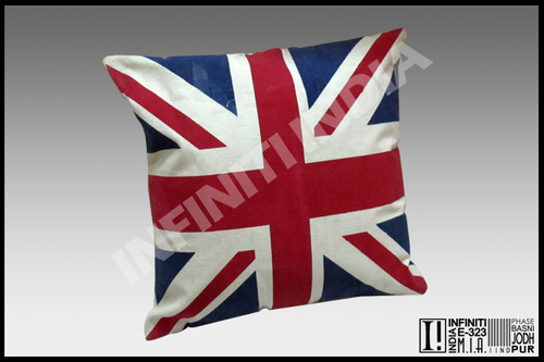 Vintage Cushion - Synthetic Leather, Square Shape | Antique Appearance, Machine Made, Indoor Use