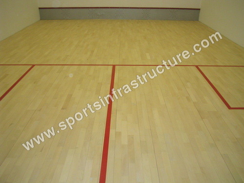 Squash Court Maple Wooden Flooring - Wood Material, 22mm Thickness, 5 Layer Surface Coating | Designed for Colleges, Schools, Sports Clubs, Reliable Dimensions