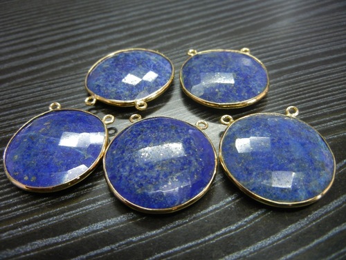 30 Piece Lot Of Lapis Bezel Gemstone Connectors