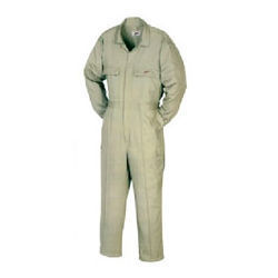 Industrial Uniforms - Cotton Full Length Coveralls, Medium Size, Beige Color, Durable Workwear, Unisex Design with Turn-Down Collar and Full Sleeves