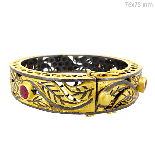 स्टर्लिंग सिल्वर रूबी बांगल