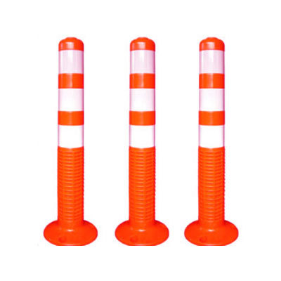 Spring Post - Plastic Construction | Red and White Pedestrian Safety Signal, No Power Needed