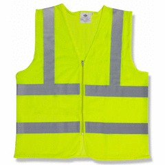 Reflector Safety Jacket - Polyester Fabric, 2" PVC Micro Prismatic Tape | Green, Quick Dry, Sleeveless Design for Enhanced Visibility