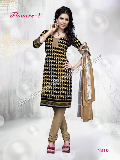 Salwar Suits - Cotton Material , Printed Pattern, Black and Coffee Colors for Rainy, Spring, and Summer Seasons