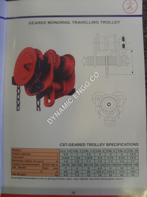 गियर वाले मोनोरेल यात्रा ट्रॉली