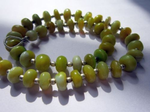 Round Brilliant Cut Green Opal Rondell Beads 