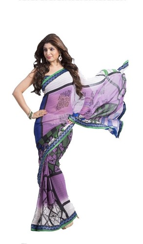 फैंसी डीजाइनर प्रिंटेड साड़ी