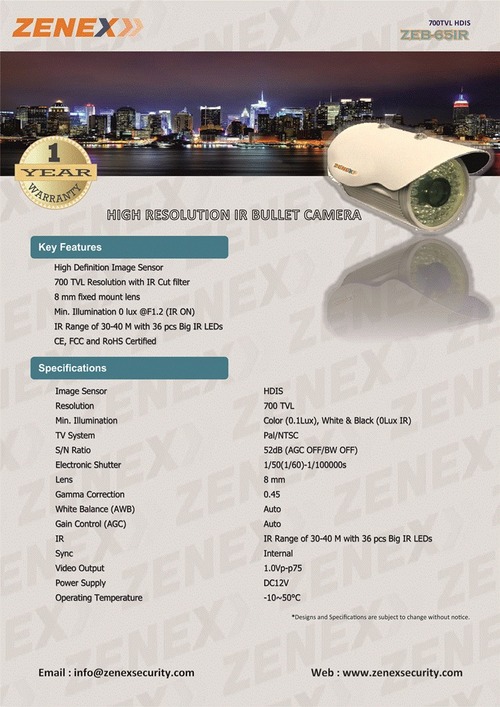 High Resolution Bullet IR Camera