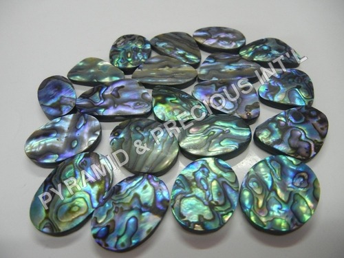 Abalone Gemstone Flat - Faceted Oval Cut, High Luster & Lightweight Elegance