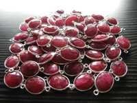 स्टर्लिंग सिल्वर रूबी राउंड कनेक्टर्स