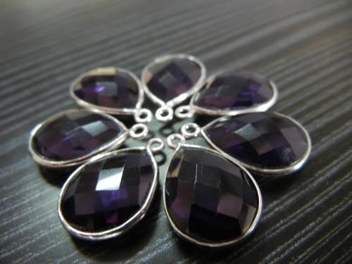 25 Pc Lot Of Gemstone Bazel Silver Connectors