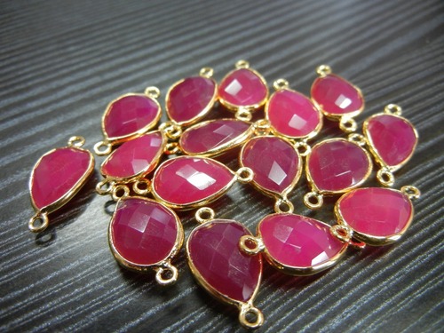 Hot Pink Chalcedony Gemstone Connectors