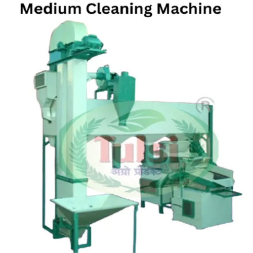 Medium Cleaning Machine - Stainless Steel, 17x12x15 Feet, White and Green | 1200 Kg/hr Capacity, Low Noise Operation, Easy to Use Feed Control