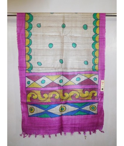 Multi Color Tussar Ghicha Brush Painted Stoles