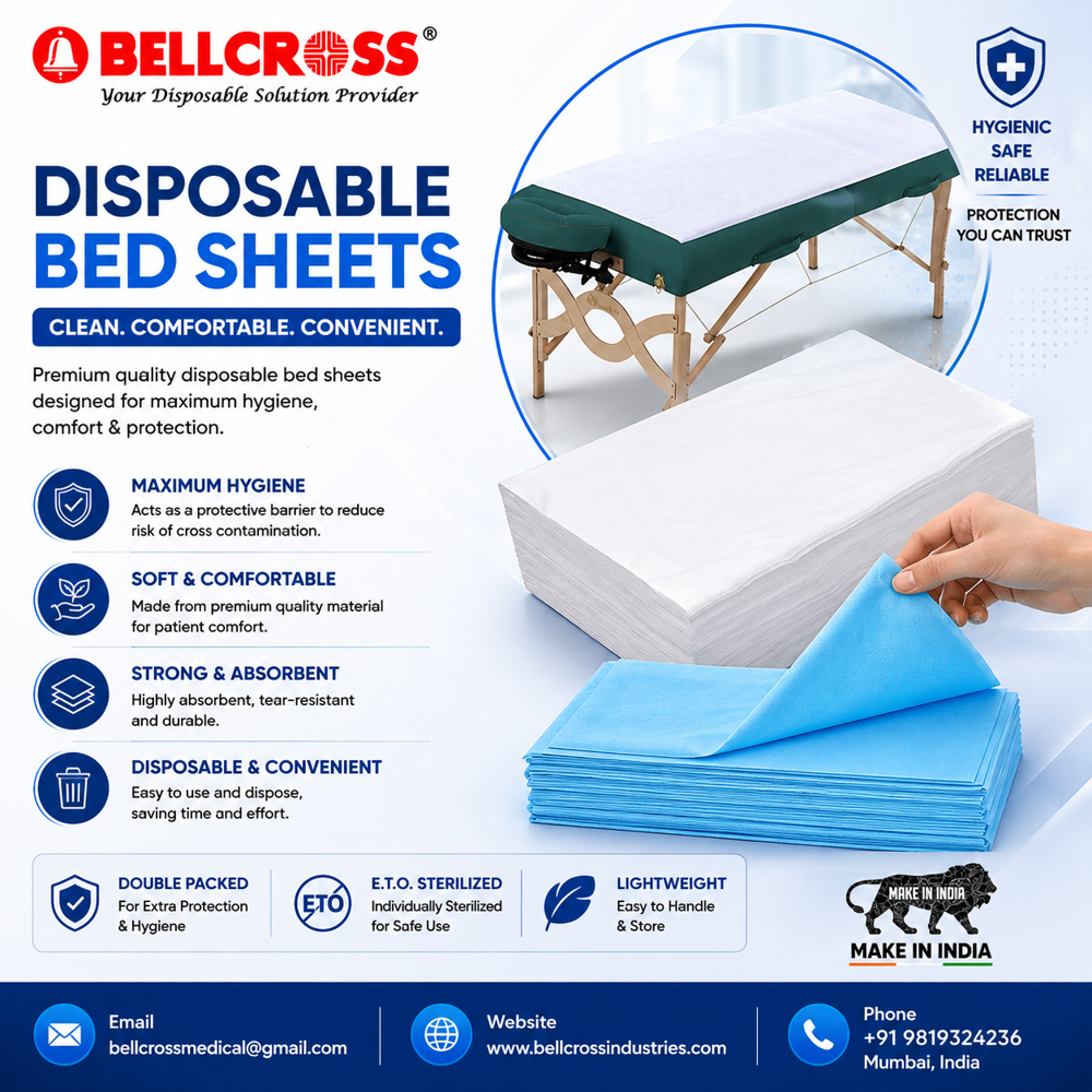 Disposable Bed Cover - Non Woven Fabric, 100 x 140 CM , Lightweight Blue Design for Single Hospital Bed, Easy Disposal Options Available