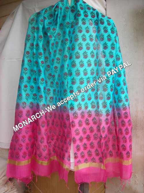 SILK HAND BLOCK PRINTED STOLE