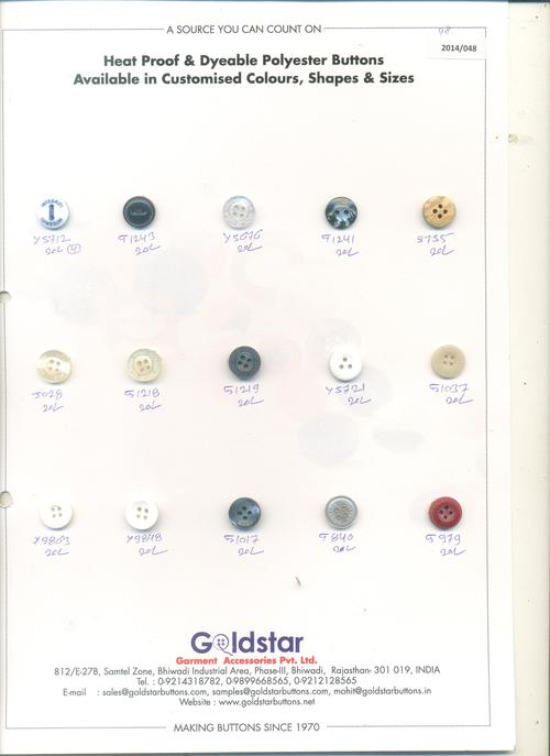 Polyester Buttons - 4 Holes Round Shape, Multi-Color Variety, Durable Polyester Material