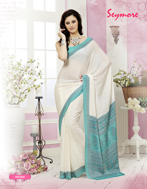 Printed Sarees - Brocade Georgette Fabric | Bollywood Style Elegance for Festive Occasions and Traditional Celebrations